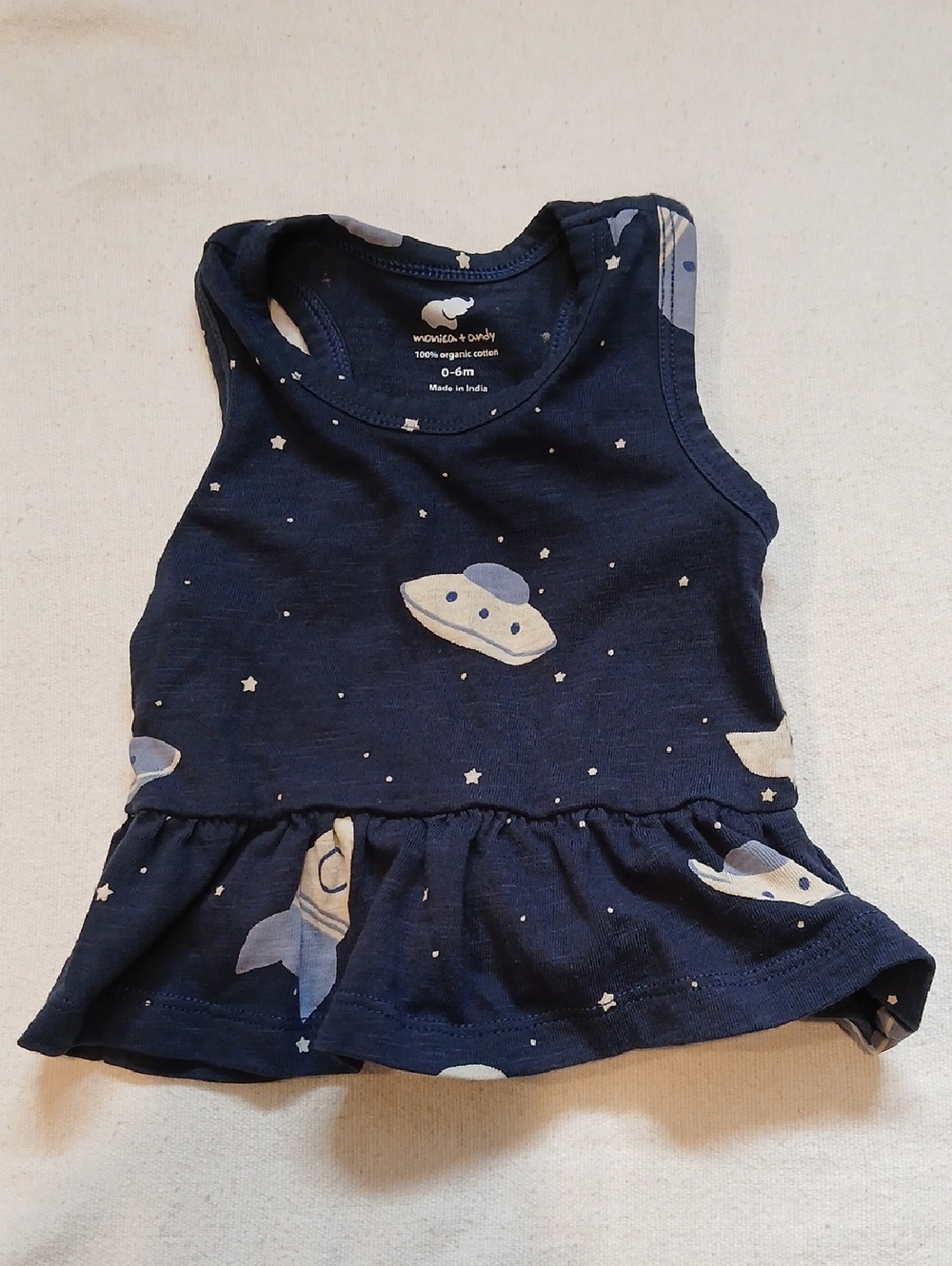 0-6M Monica + Andy Navy Space Ruffle Tank Top for Kids